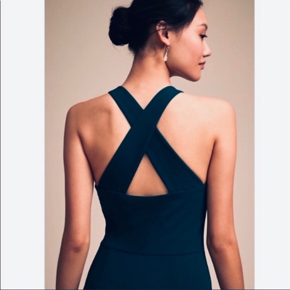 BHLDN klara Long all lined dress Navy blue NWOT - Picture 3 of 8